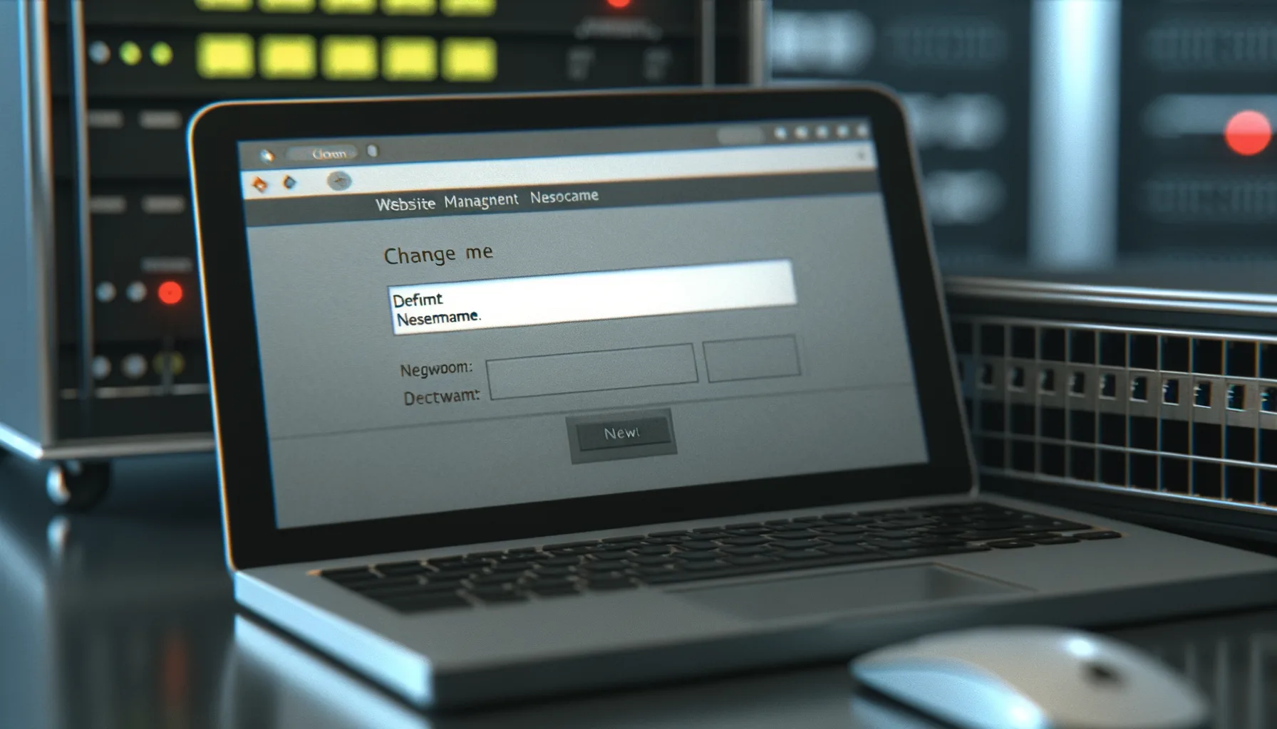Computer portatile con schermo che mostra un'interfaccia di gestione sito web con testo modificabile